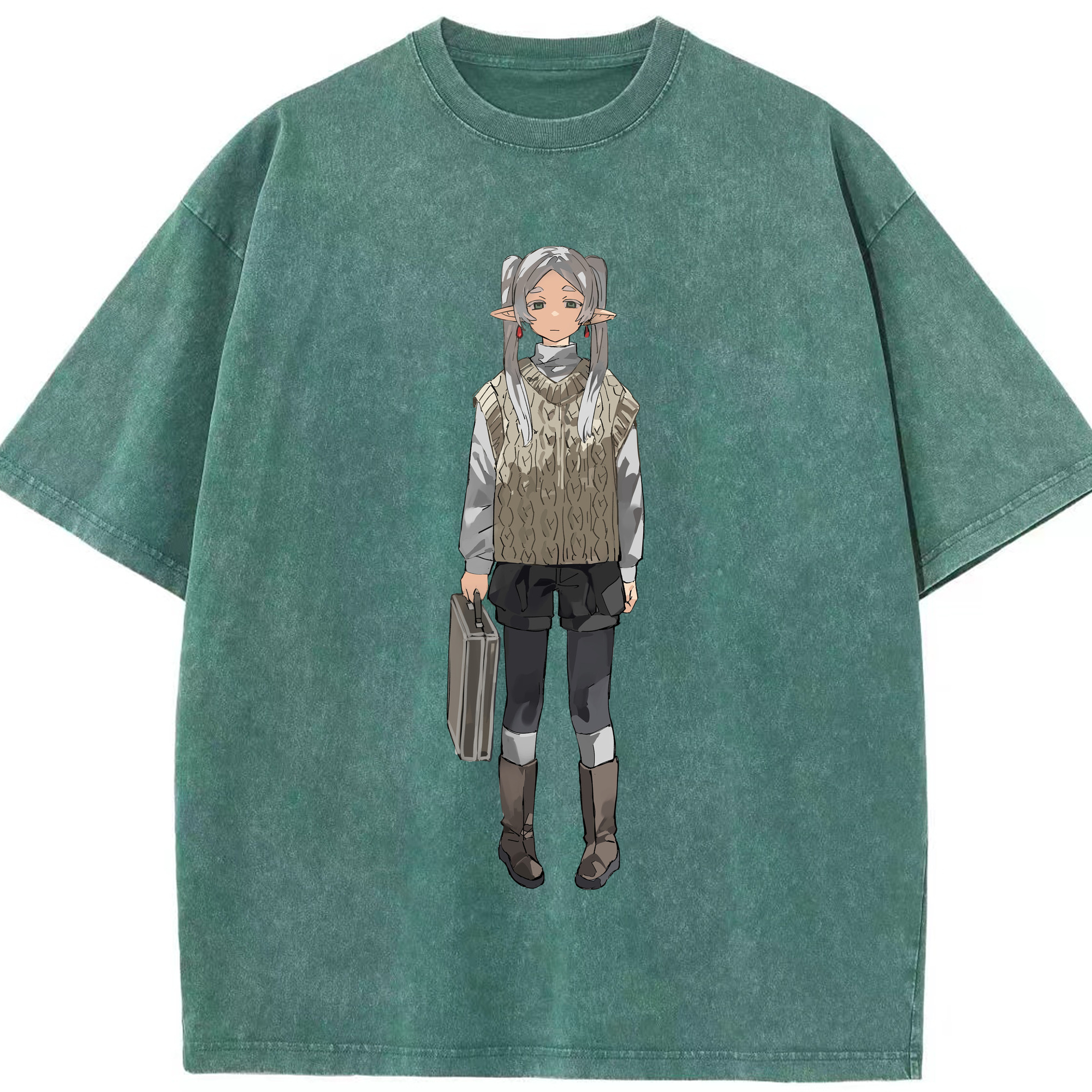 （画像用） 葬送のフリーレン Frieren 綿100% ヴィンテージ風 半袖Tシャツ（フロントプリント）